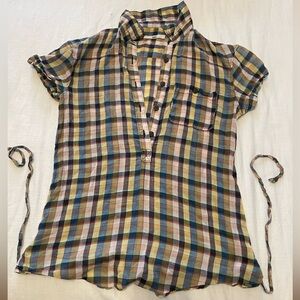 Ruehl No.925 Multicolor Plaid Blouse